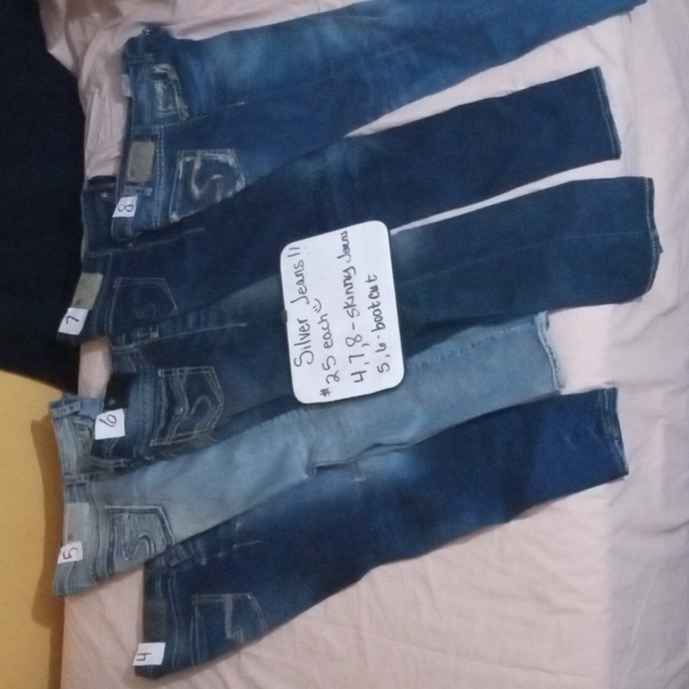 Silver skinny/boot cut jeans